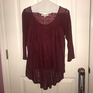 Maroon Long Sleeve Blouse